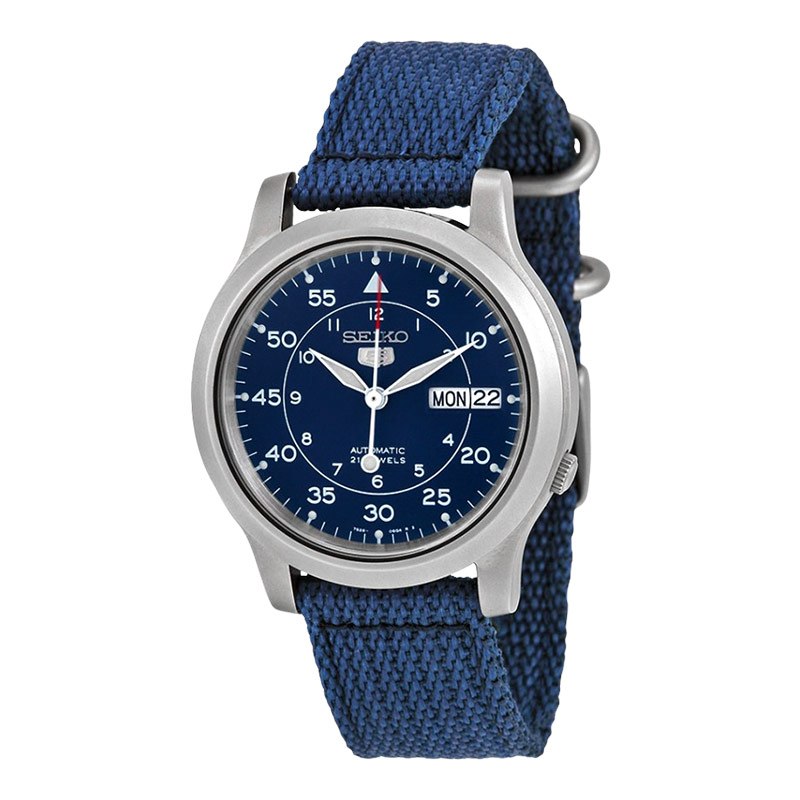 Seiko 5 SNK807K2 — Military Biru, Strap Nilon